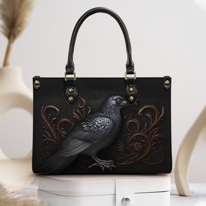 Edgar Allan Poe Raven Design Leather Handbag & Wallet Set