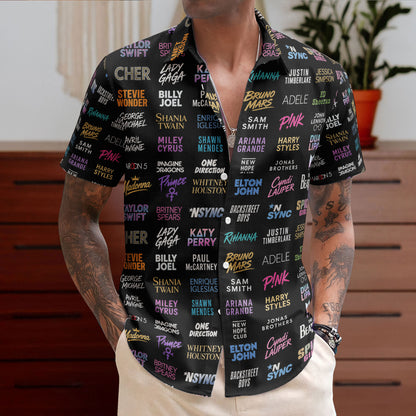 Pop Music Legends Tropical Unisex Hawaiian Shirt – Iconic Artists Inspired Aloha Button-Up Shirt