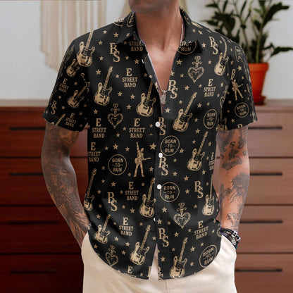 Bruce Springsteen And E Street Band Logo Graphic All-Over Print Hawaiian Shirt – Retro Music Album Art Inspired Shirt