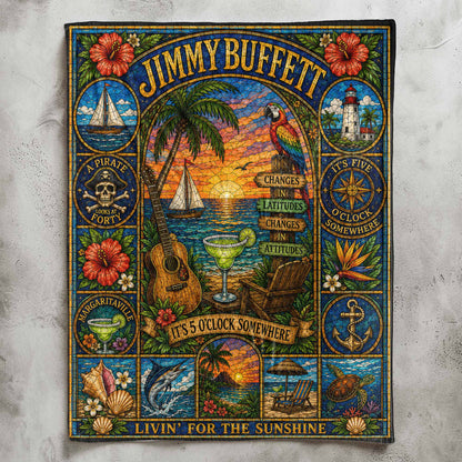 Jimmy Buffett Sherpa Blanket – Margaritaville Stained Glass Blanket