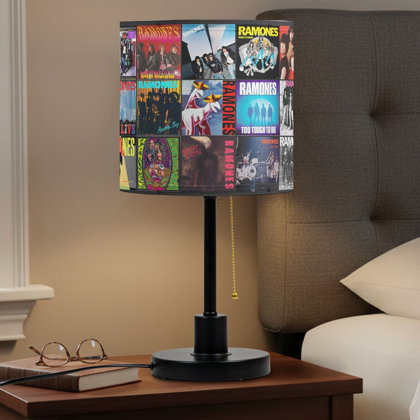 Ramones Table Lamp – Cylinder & Pyramid Design Music Decor