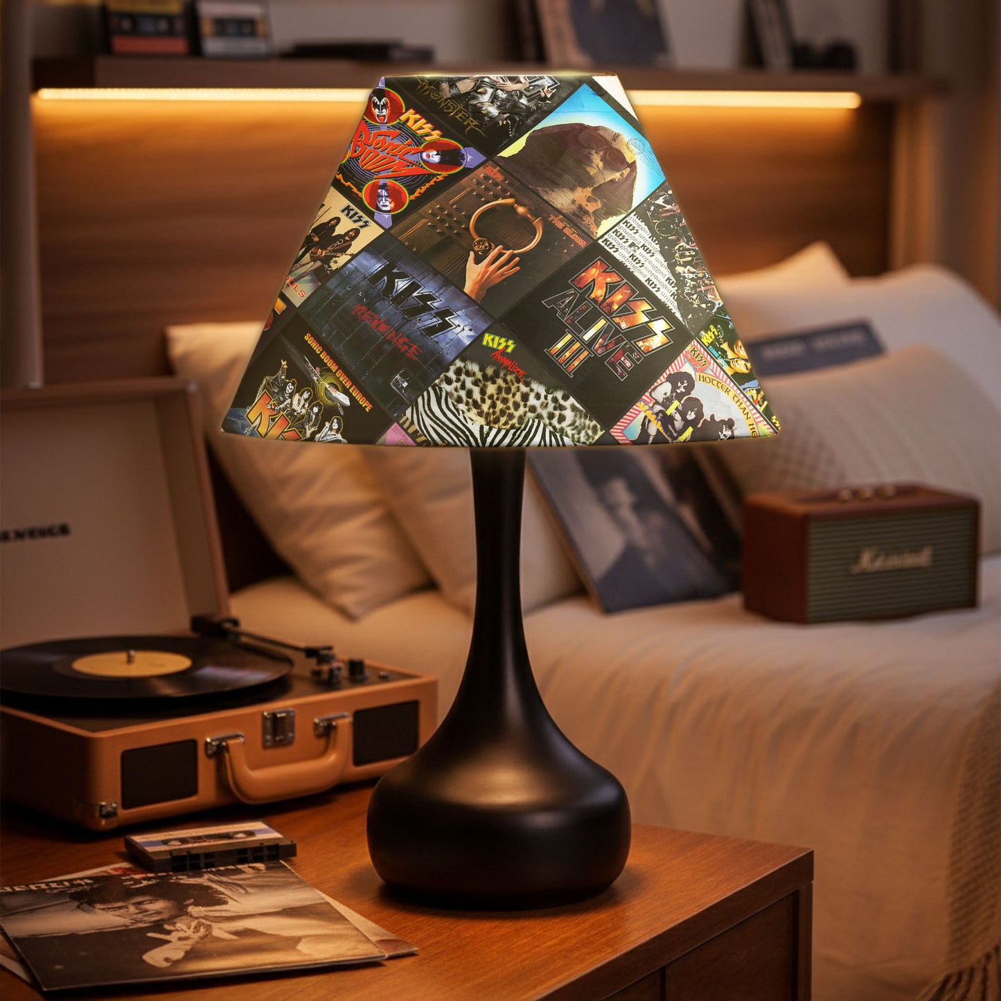 KISS Table Lamp – Classic Album Cover Collage Rock Band Fan Decor