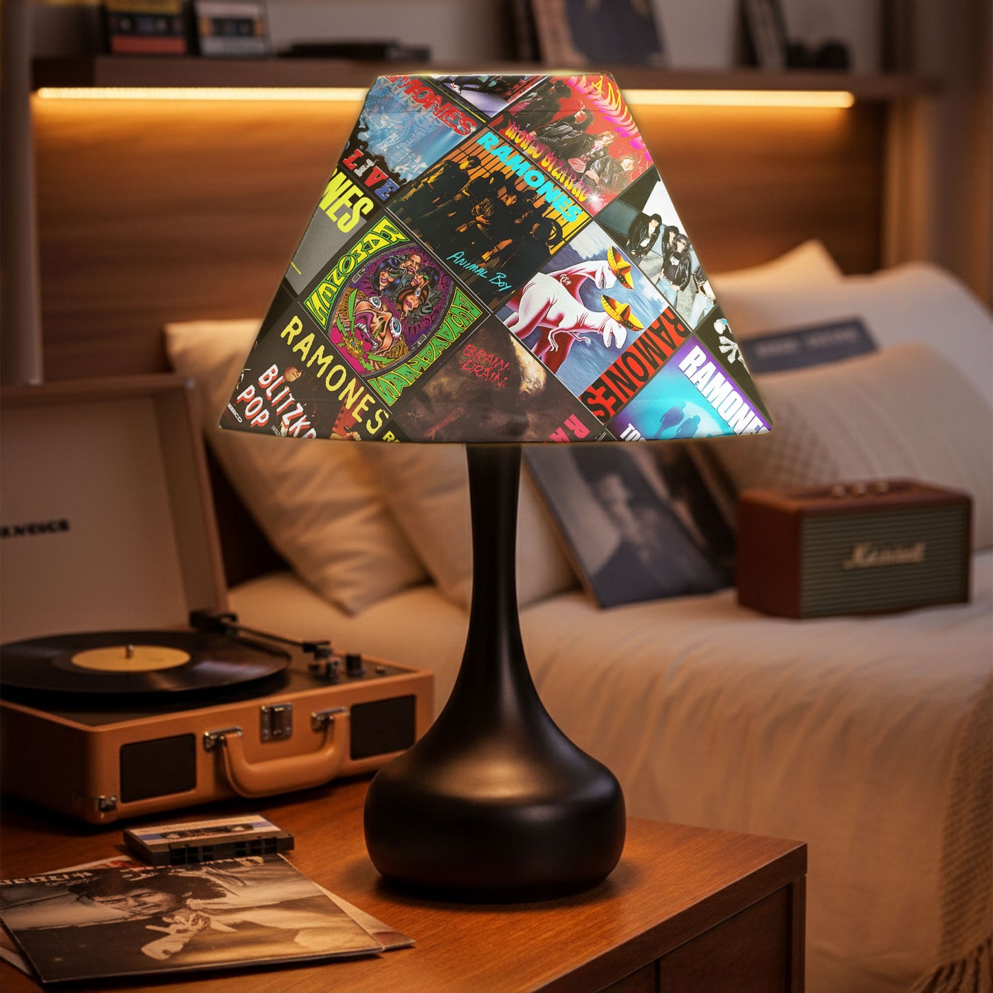 Ramones Table Lamp – Cylinder & Pyramid Design Music Decor
