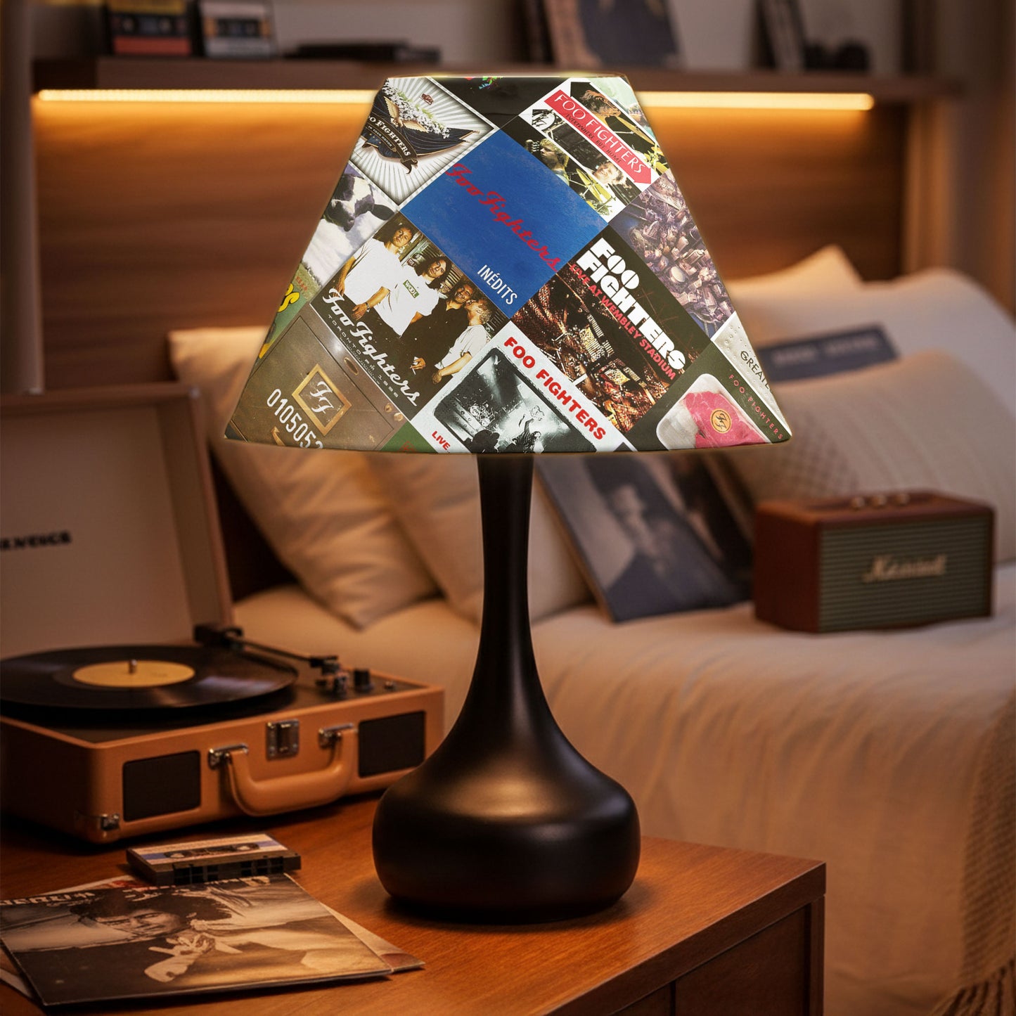 Foo Fighters Table Lamp – Cylinder & Pyramid Design Music Decor