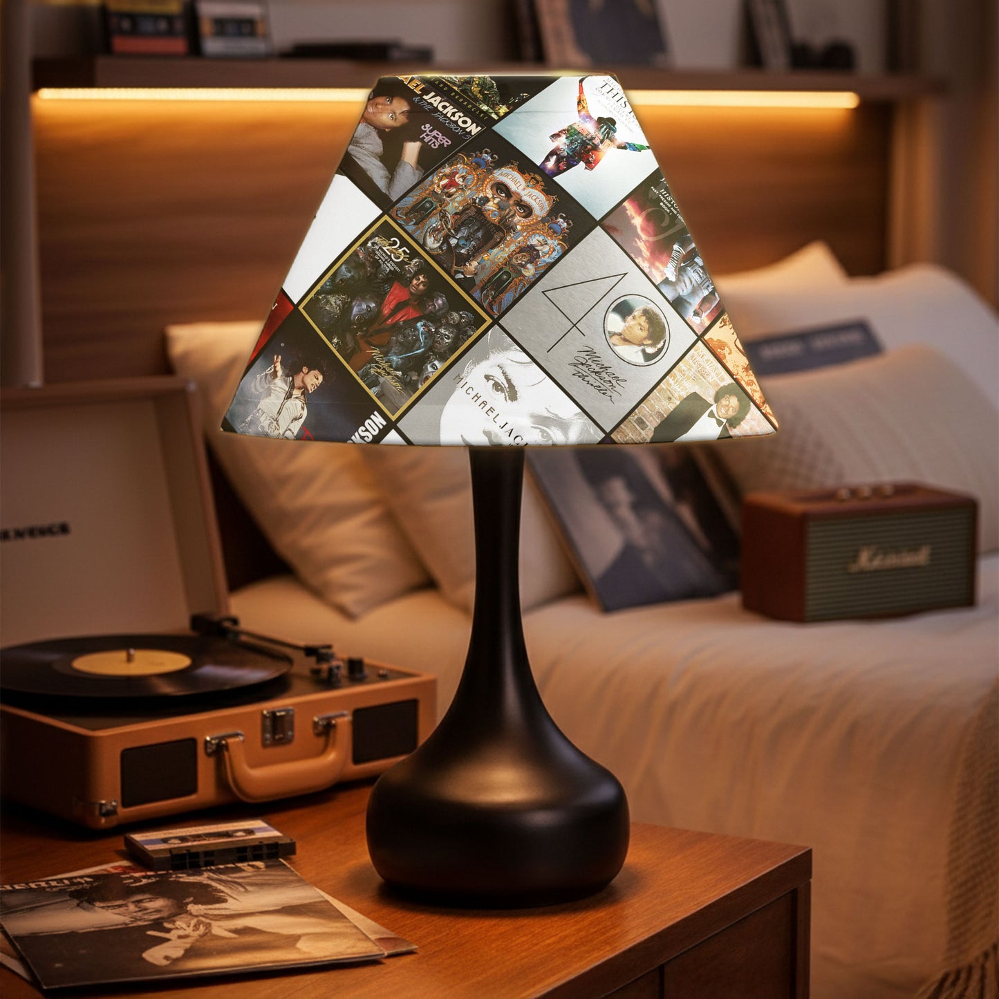 Michael Jackson Table Lamp – Iconic Album Cover Collage Pop Legend Decor