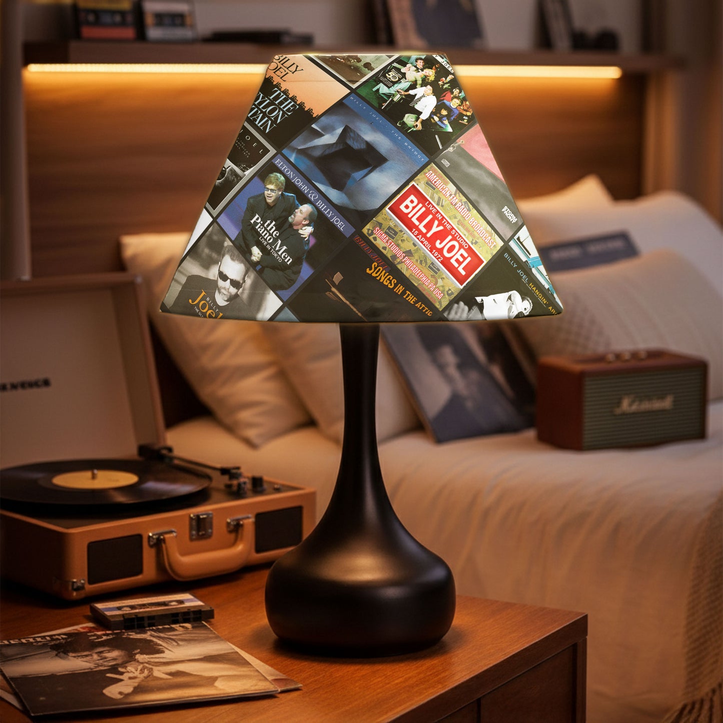 Billy Joel Table Lamp – Cylinder & Pyramid Design Music Decor