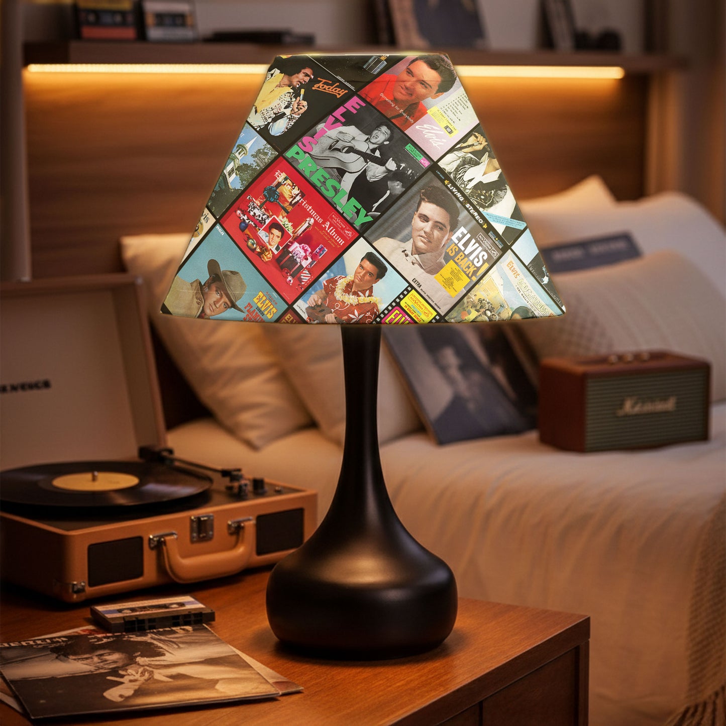 Elvis Presley Table Lamp – Cylinder & Pyramid Design Music Decor