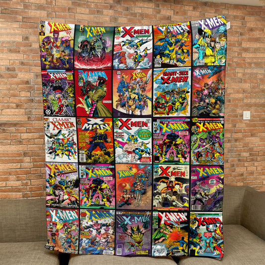 X-Men Comic Sherpa Blanket – Vintage Marvel Superhero Throw Blanket for Cozy Home Decor