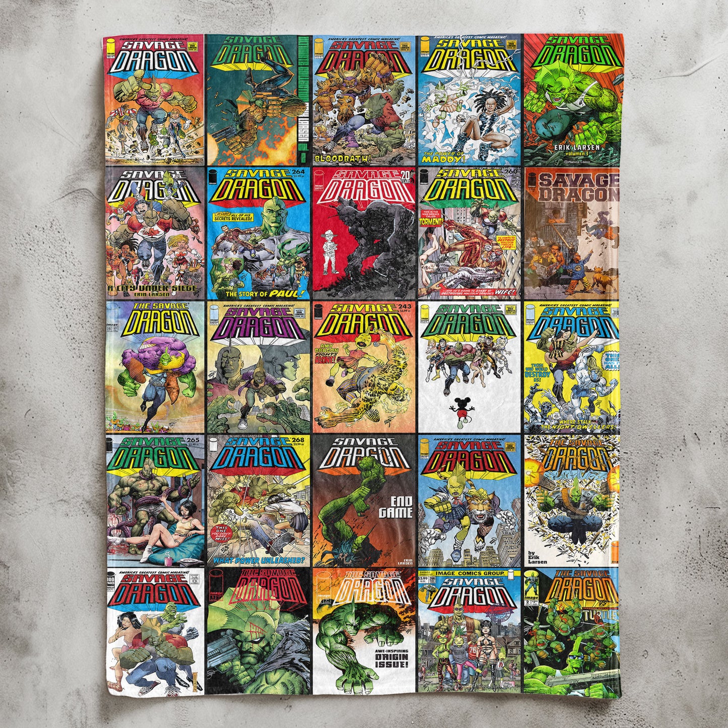 Savage Dragon Comic Sherpa Blanket – Erik Larsen Superhero Throw Blanket for Cozy Home Decor