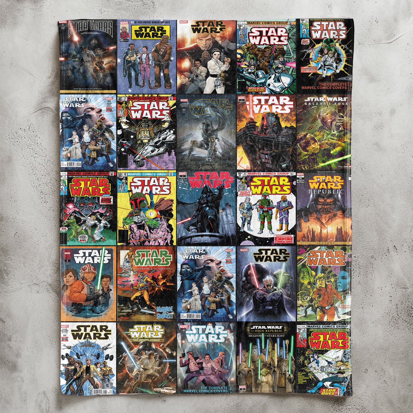 Star Wars Comic Cover Sherpa Blanket – Vintage & Modern Galaxy Saga Throw