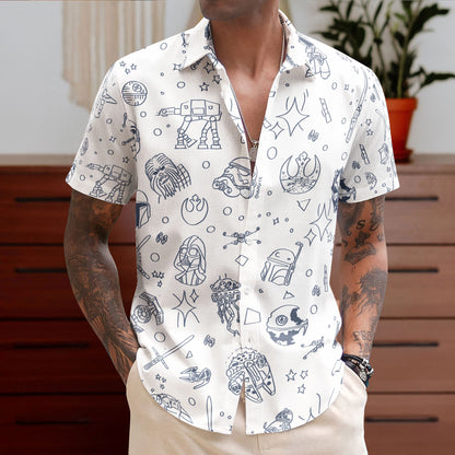Star Wars Spacecraft Pattern Unisex Hawaiian Shirt – Movie Inspired Aloha Shirt