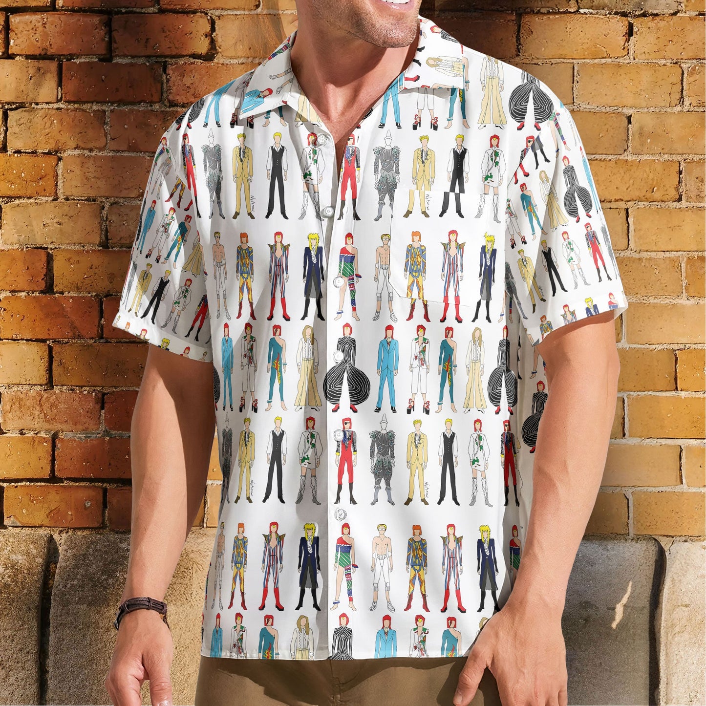 David Bowie Cartoon Character Hawaiian Shirt – Retro Music Inspired Shirt