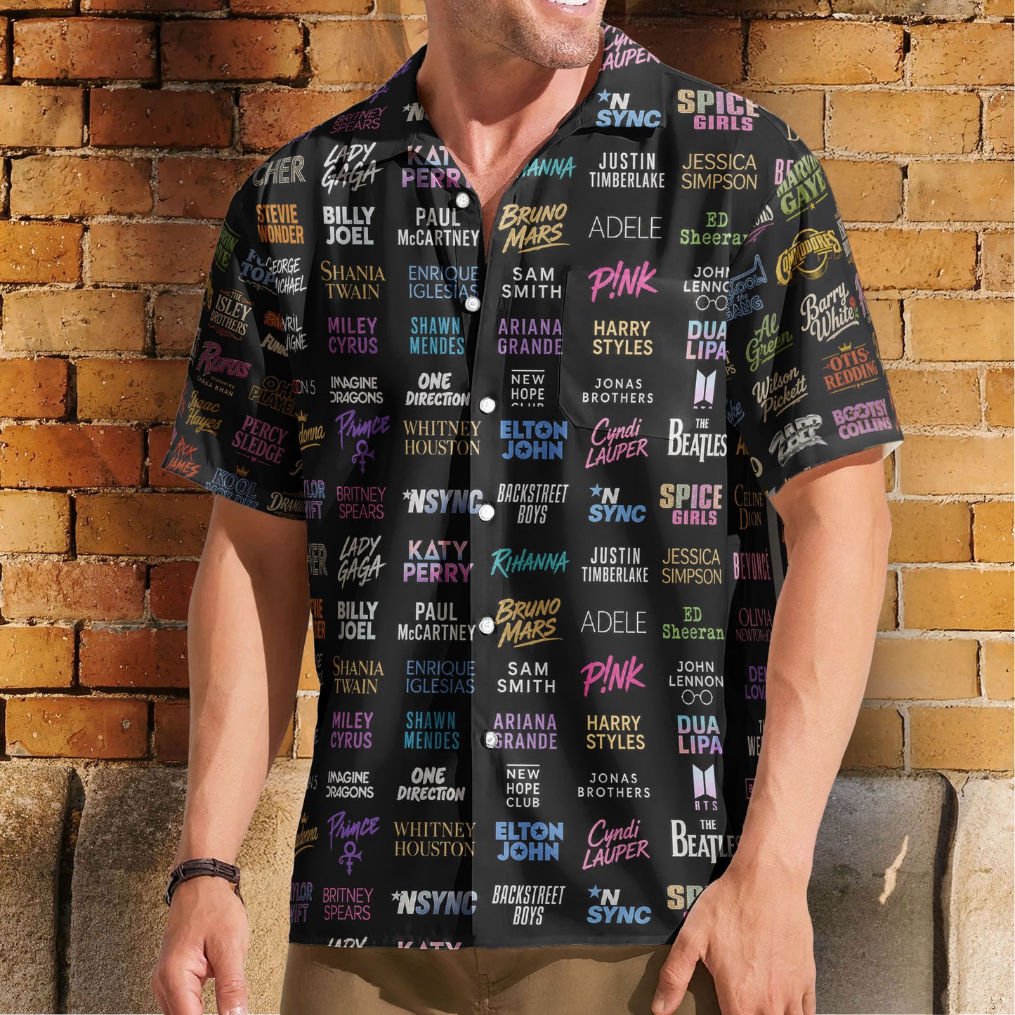 Pop Music Legends Tropical Unisex Hawaiian Shirt – Iconic Artists Inspired Aloha Button-Up Shirt