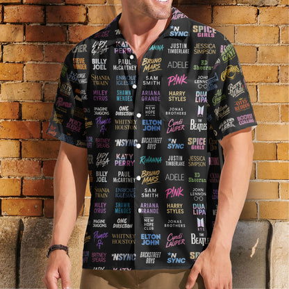 Pop Music Legends Tropical Unisex Hawaiian Shirt – Iconic Artists Inspired Aloha Button-Up Shirt