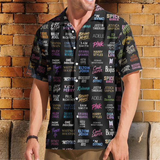 Pop Music Legends Tropical Unisex Hawaiian Shirt – Iconic Artists Inspired Aloha Button-Up Shirt