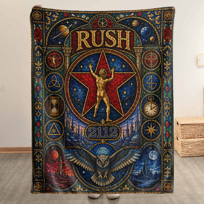 Rush Band Sherpa Blanket – Starman 2112 Stained Glass Blanket