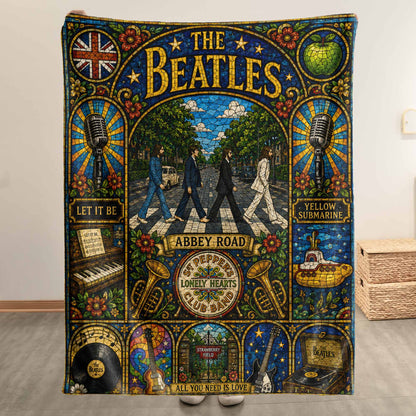 The Beatles Abbey Road Sherpa – Sgt Pepper Stained Glass Blanket