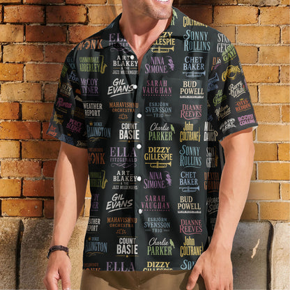 Classic Jazz Legends Tropical Unisex Hawaiian Shirt – Iconic Artists Inspired Aloha Button-Up Shirt