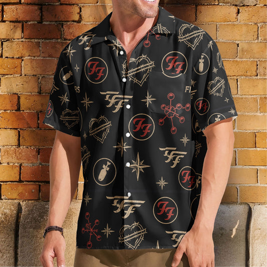 Foo Fighters Rock Icon Graphic All-Over Print Hawaiian Shirt – Retro Music Album Art Inspired Unisex Shirt
