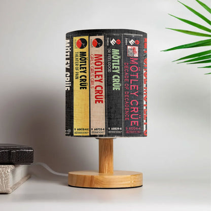 Retro Rock Music Album Spine Table Fabric Lamp – Vintage Cassette Style Desk Light
