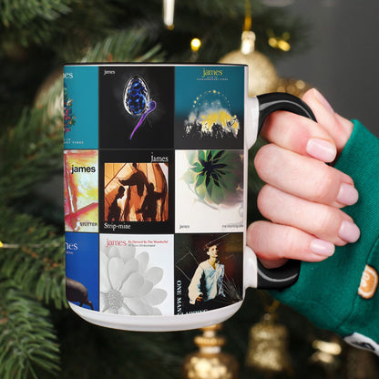 James Accent Mug – Album Cover Collage for Indie Rock Fans