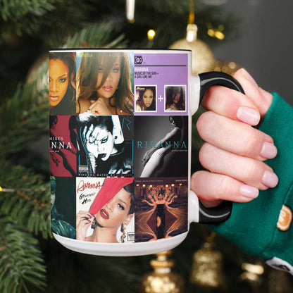 Rihanna Accent Mug – Iconic Era Album Cover Collage Gift