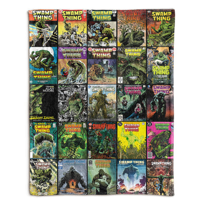 Swamp Thing Comic Sherpa Blanket – DC Horror Fantasy Throw Blanket for Cozy Home Decor