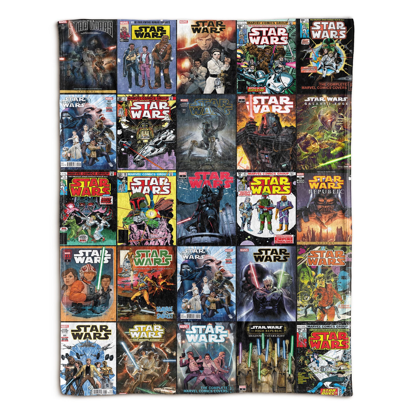 Star Wars Comic Cover Sherpa Blanket – Vintage & Modern Galaxy Saga Throw