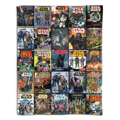 Star Wars Comic Cover Sherpa Blanket – Vintage & Modern Galaxy Saga Throw