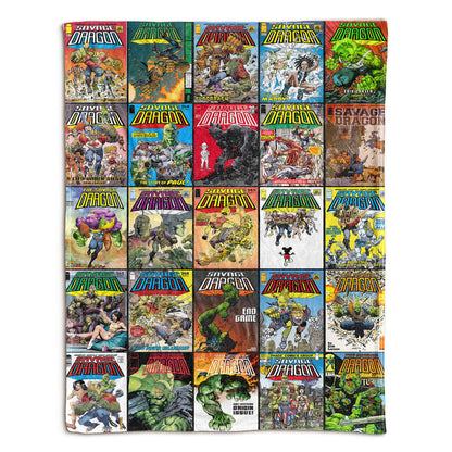 Savage Dragon Comic Sherpa Blanket – Erik Larsen Superhero Throw Blanket for Cozy Home Decor