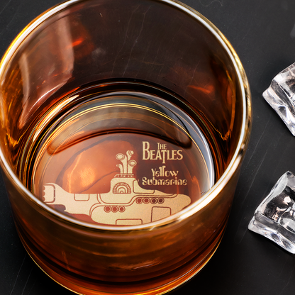 The Beatles Engraved Whiskey Glass – Vintage Rock Band Signature Tumbler, Music Lover Gift, Laser Etched 11oz Glass ( With Box )