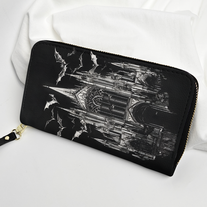 Gothic Cathedral & Bats Leather Handbag & Wallet Set