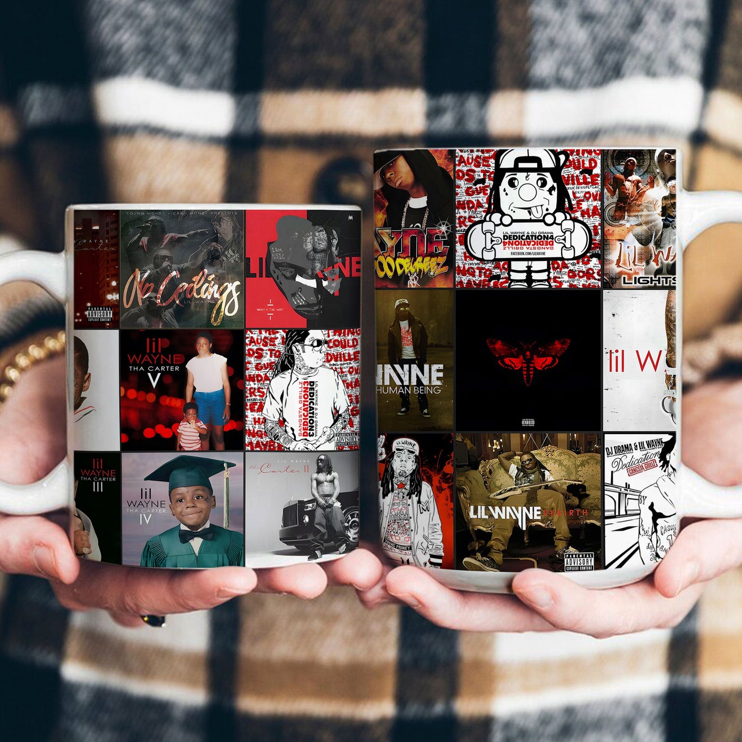 Lil Wayne Accent Mug – Album Cover Collage for Hip-Hop Fans