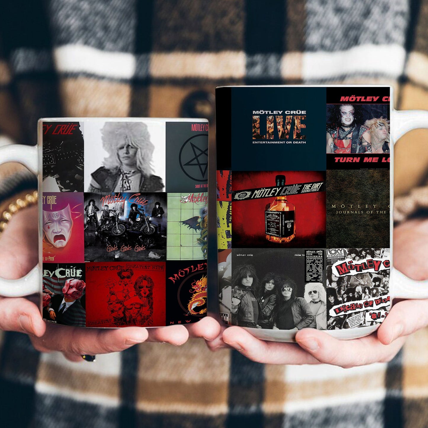 Mötley Crüe Accent Mug – Classic Hard Rock Album Collage Gift