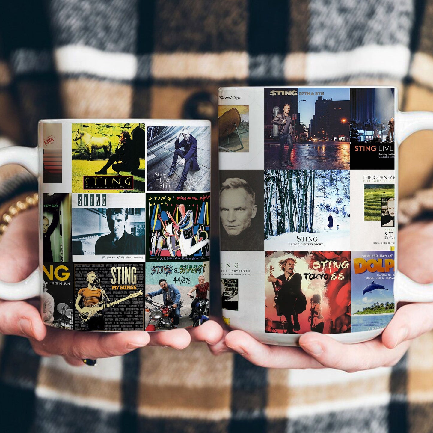 Sting Accent Mug – Iconic Album Cover Collage Gift
