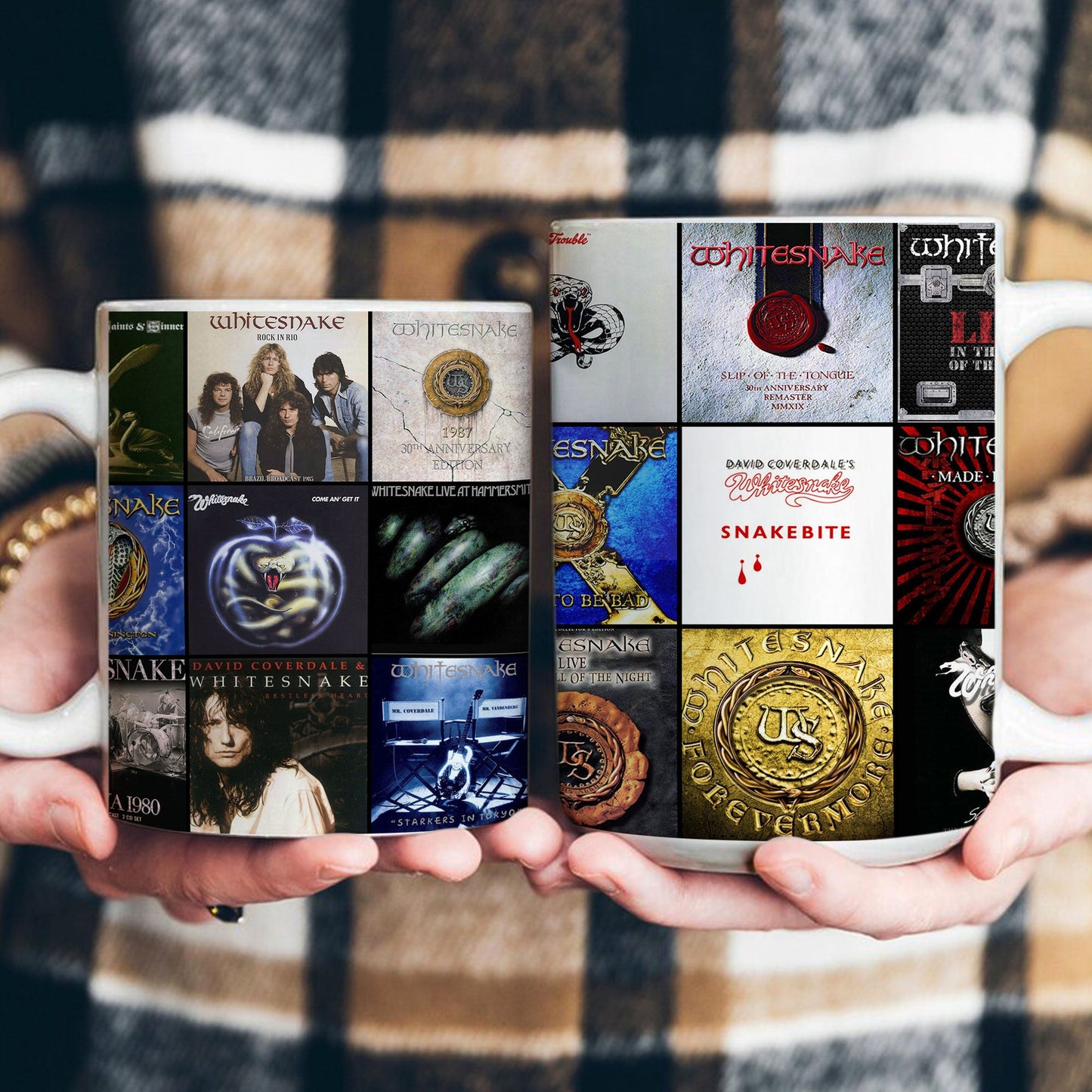 Whitesnake Accent Mug – Classic Rock Nostalgia Collage Gift