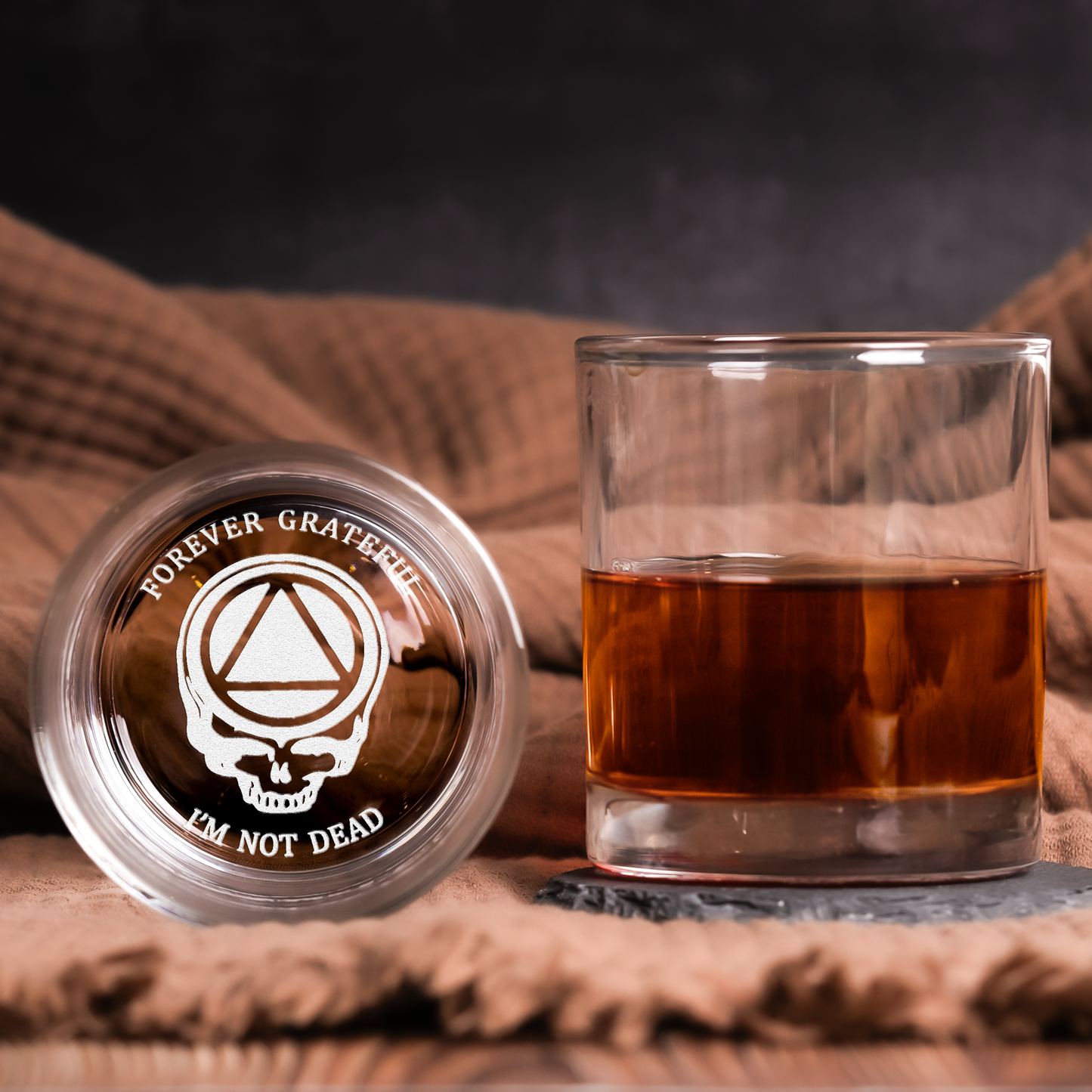 Grateful Dead Engraved Whiskey Glass – Vintage Jam Band Icon Collection ( With Box )