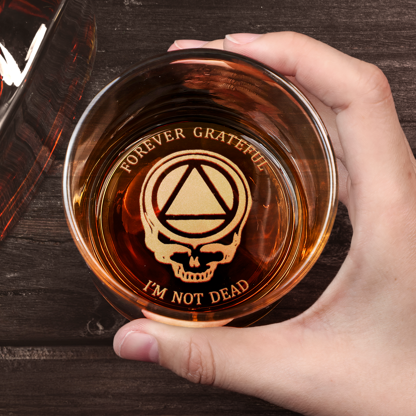 Grateful Dead Engraved Whiskey Glass – Vintage Jam Band Icon Collection ( With Box )