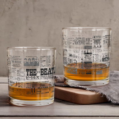 The Beatles Vintage Concert Ticket Printed Whiskey Glass - Multiple Designs Available Father's Day Gift (With Gift Box)