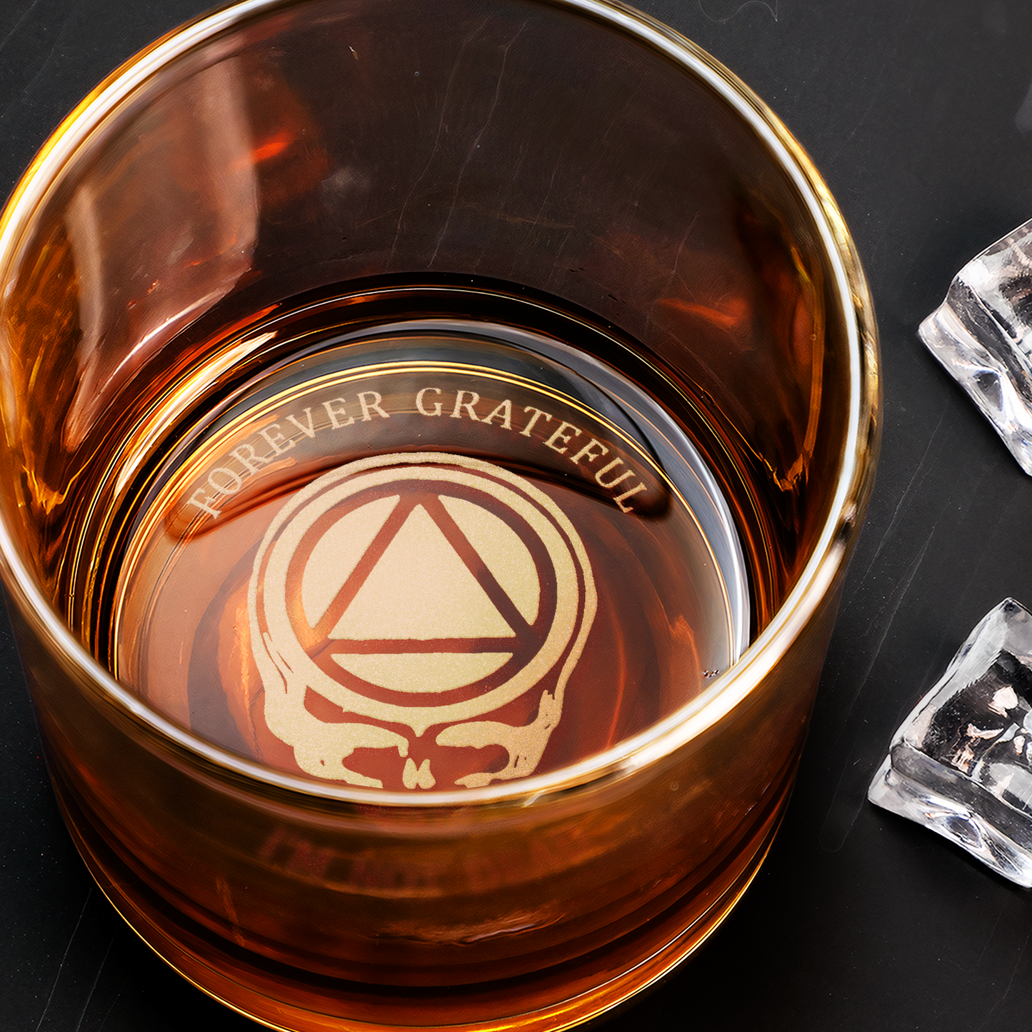 Grateful Dead Engraved Whiskey Glass – Vintage Jam Band Icon Collection ( With Box )