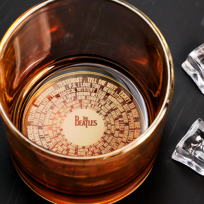 The Beatles Engraved Whiskey Glass – Vintage Rock Band Signature Tumbler, Music Lover Gift, Laser Etched 11oz Glass ( With Box )