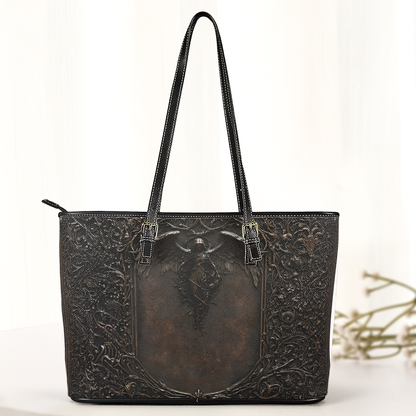 Gothic Angel Leather Handbag & Wallet Set