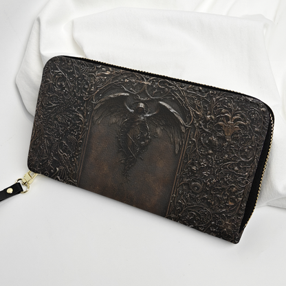 Gothic Angel Leather Handbag & Wallet Set