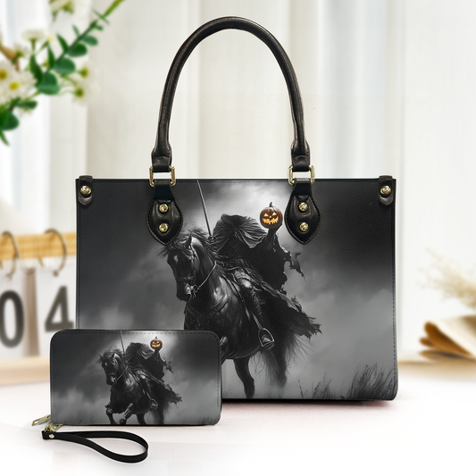 Headless Horseman Halloween Leather Handbag & Wallet Set – Gothic Horror Style