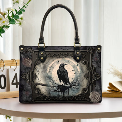 Gothic Raven Leather HandBag – Dark Elegance Edition 🖤🪶