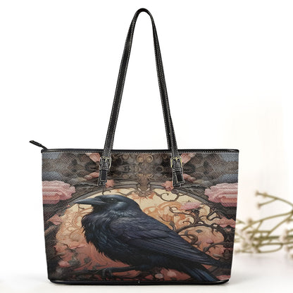 The Silent Raven Leather Handbag & Wallet Set – Gothic Grace in Shadowed Bloom
