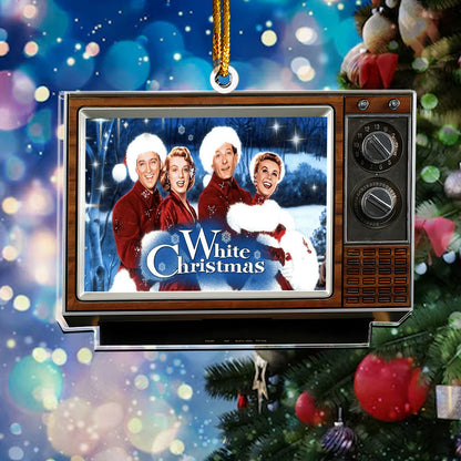White Christmas Movie Retro TV Acyrlic Ornament – Classic Holiday Film Decoration