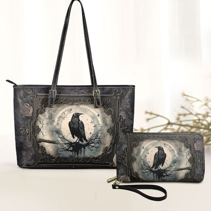 Gothic Raven Leather HandBag – Dark Elegance Edition 🖤🪶
