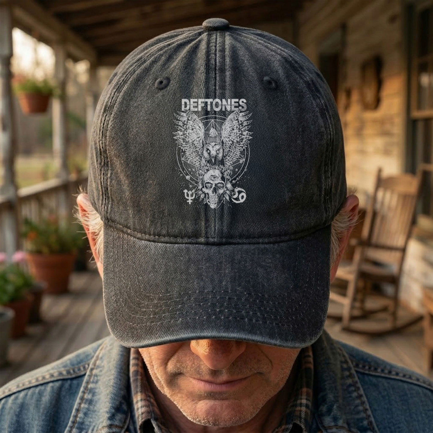 Deftones Owl Skull Vintage Dad Hat – Alternative Metal Washed Cotton Cap (With Box)