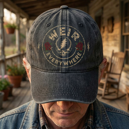 Grateful Dead Weir Everywhere Steal Your Face Bob Weir Denim Cap – Retro Vintage Dad Cap Gift For Dad (With Box)